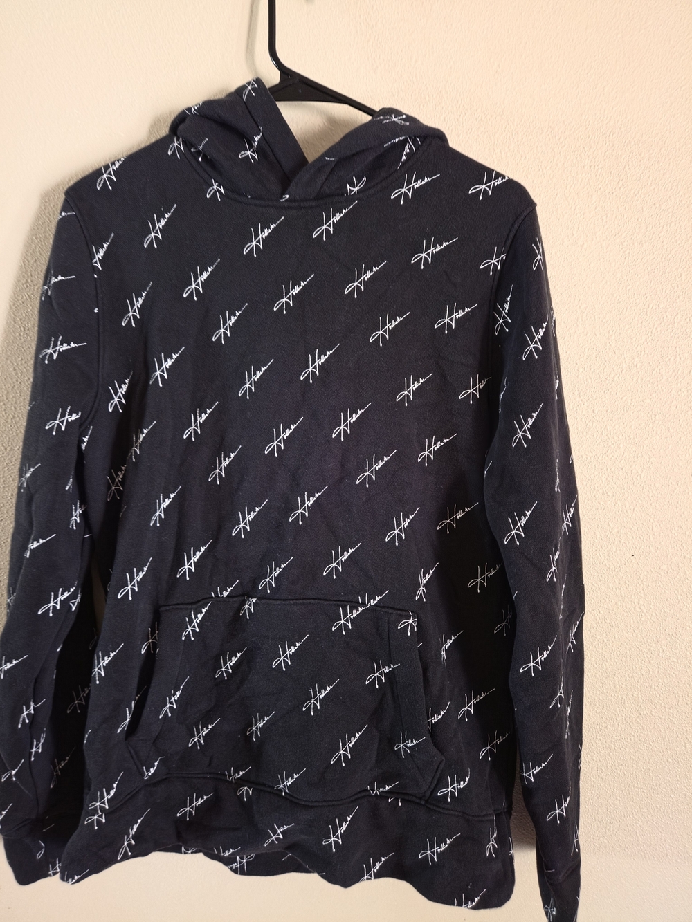 Hollister Black Hoodie with White Script Allover